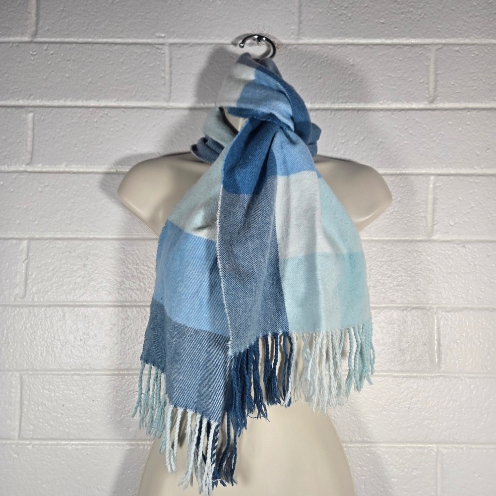 Pastel Cashmere Feel Plaid Check Fringe Scarf‎ Soft Winter 12x64 Preppy Ski